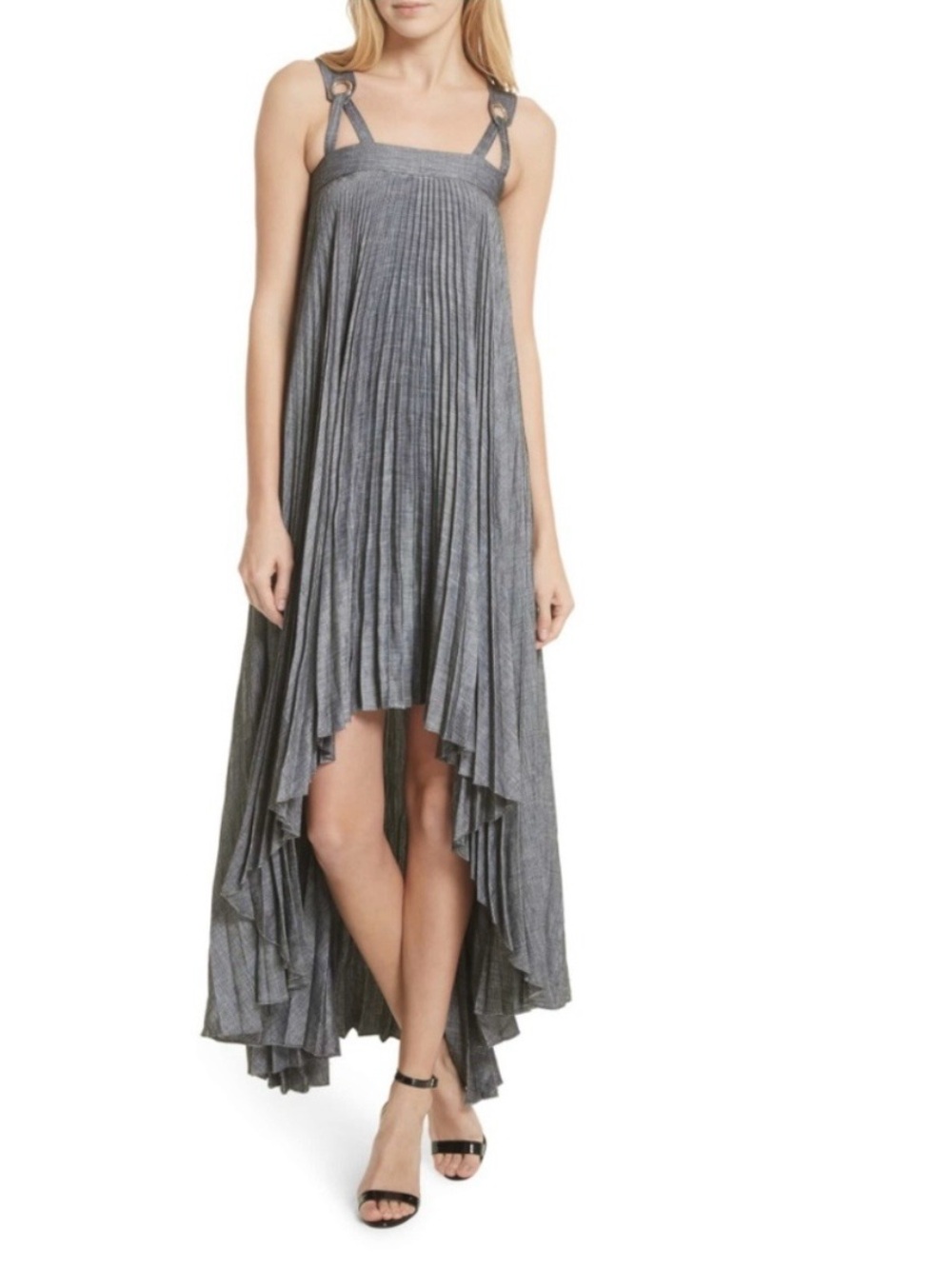 Milly Gray Pleated High-Low Dress (Size 4)